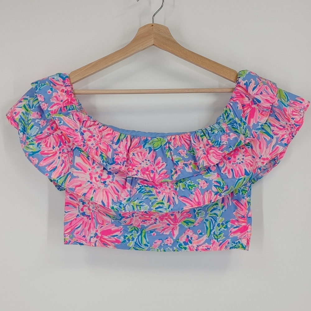 Lilly Pulitzer Pink Blue Green Floral Two-Piece Mini Dress Set - Picture 2 of 11